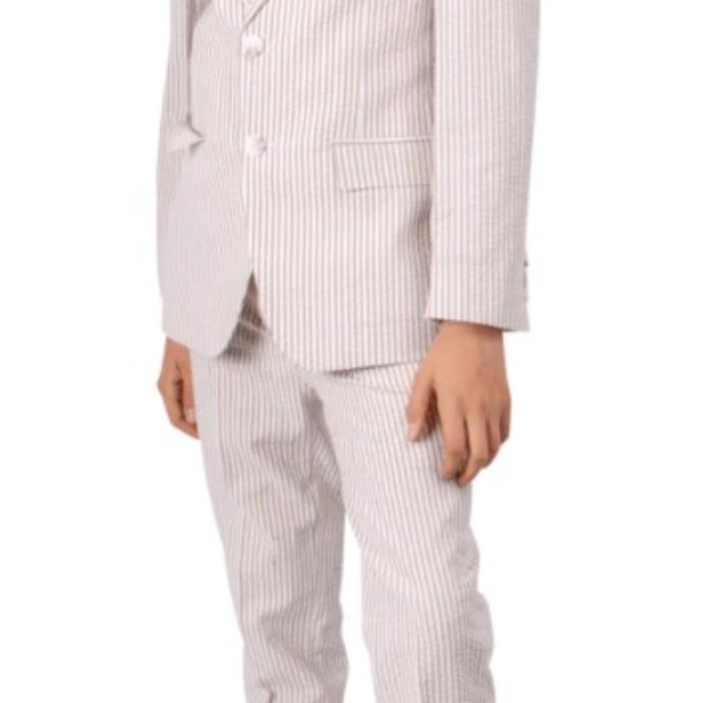 Ferrecci Boys Seersucker 2pc Suit Set Tan - Size 12